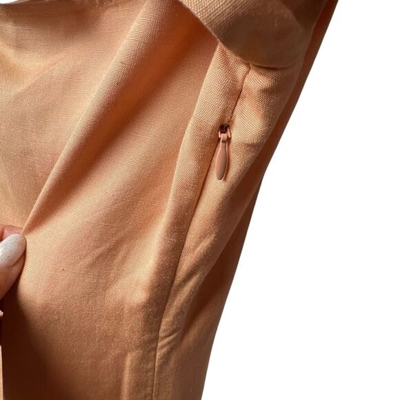 NWT Loeffler Randall Carmina Curve Seam Puff Sleeve Dress Cipria Peach Size 4 (0 - Picture 10 of 15